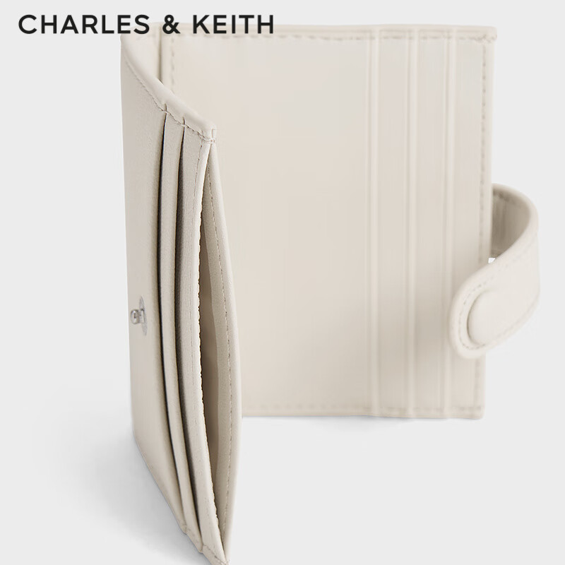 CHARLES&KEITH simple buckle multi-card slot mini card bag female birthday gift New Year gift for girlfriend CK6-50701392 Beige beige