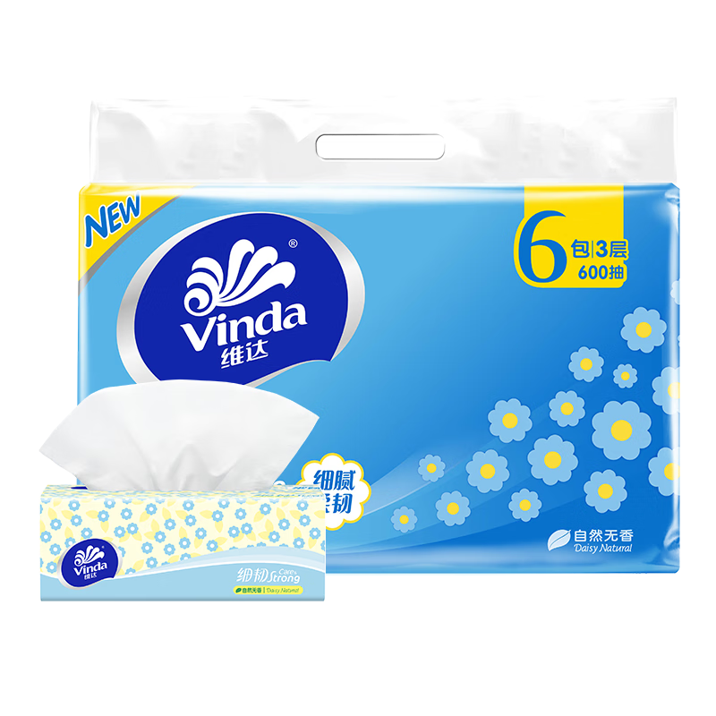 Vinda tissue paper, fine and tough 3-layer 100-tissue paper * 6 packs S size, fine and flexible tissue paper napkins