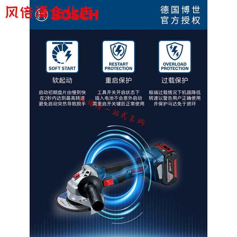 Bosch brushless motor handheld angle grinder GWS180-LI lithium battery 18V heavy-duty cutting machine grinding 125 tool box