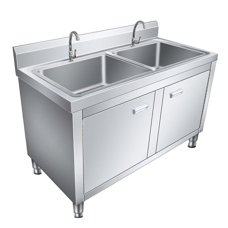 Zhang Shi Yijia stainless steel sink cabinet washing bowl with bracket laundry pool storage integrated cabinet length 120 width 60 height 80 double pool can be customized