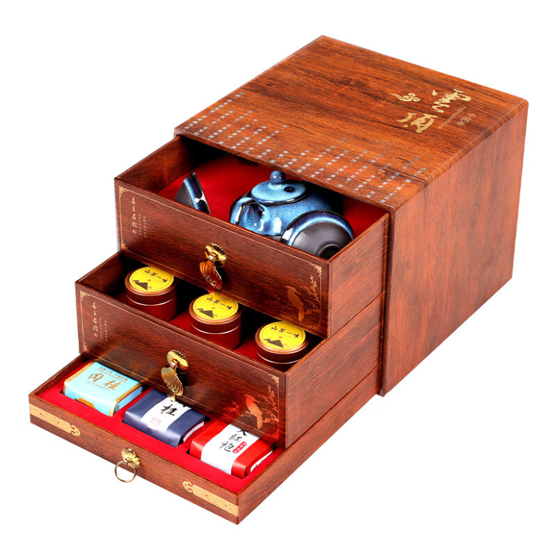Chajin Junmei black tea Dahongpao Tieguanyin tea gift box high-end gift giving Douyin Kuaishou one generation to rule the world Tieguanyin