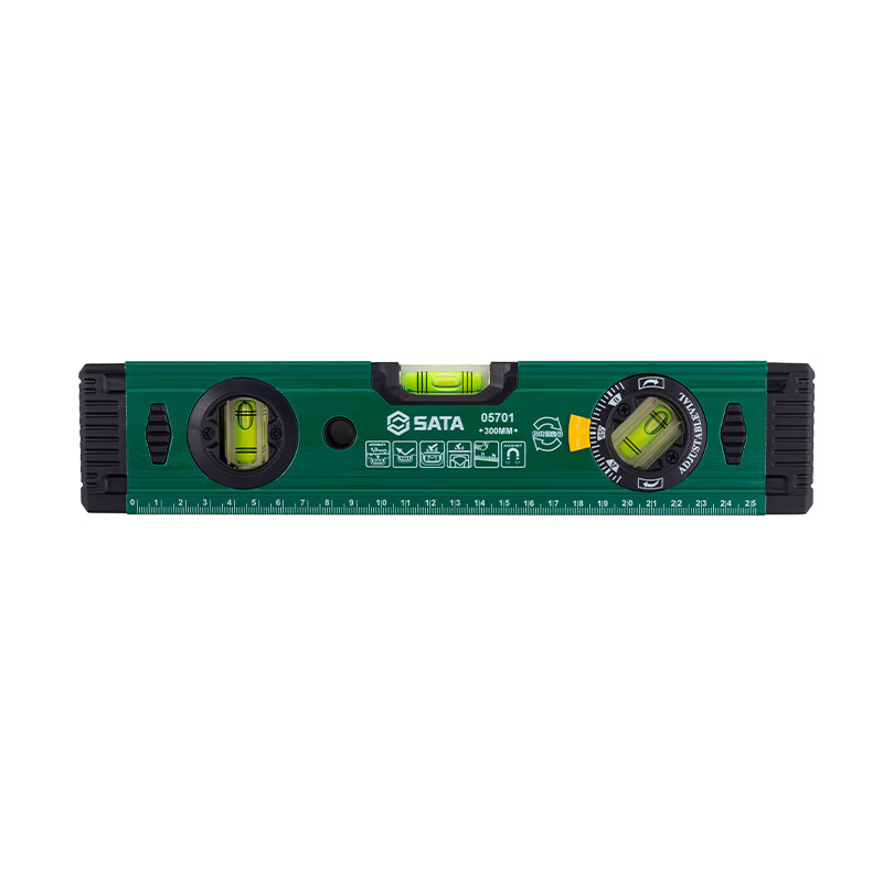 SATA tool level, strong magnetic, high-precision tilt angle balancer, aluminum alloy measuring ruler (05701), professional grade magnetic level 300MM