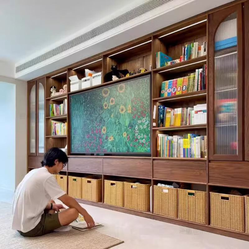 Liangqinjiamu solid wood tatami bed cabinet integrated whole house customized children's room tea room bedroom bed wardrobe desk cabinet combination furniture measurement design