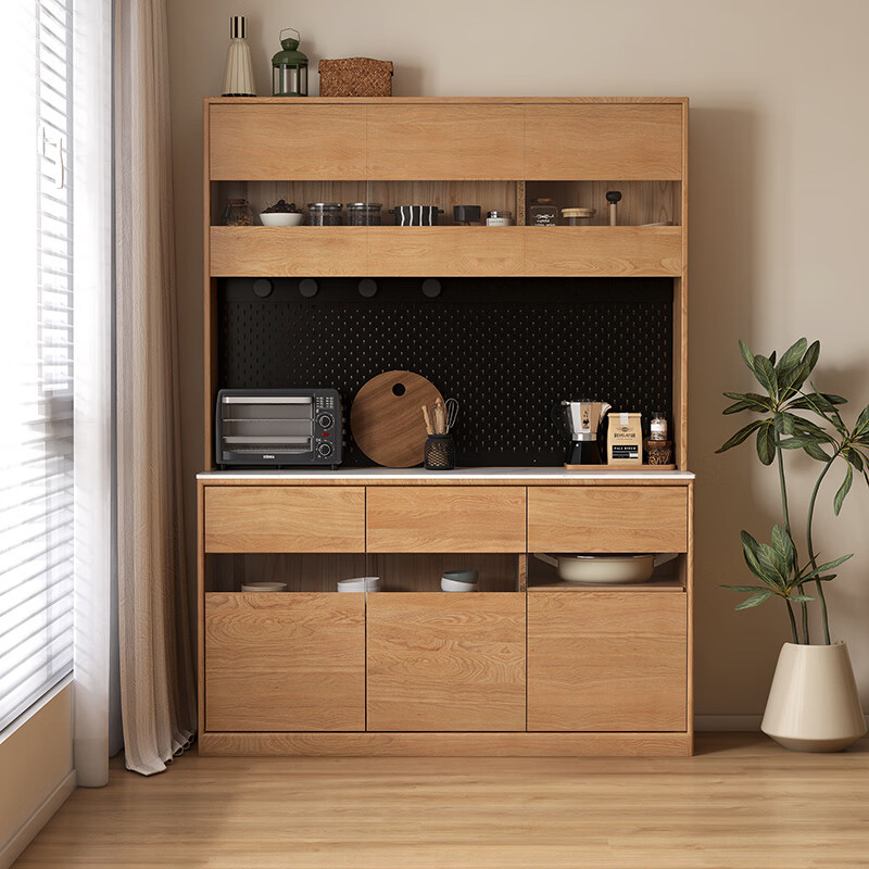 Genji Muyu solid wood slate dining table modern simple Nordic bedroom home log style dining table + dining chair + sideboard Jingxiangjia