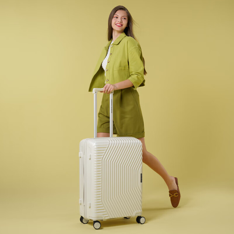 American travel suitcase 28-inch universal wheel trolley case, fashionable pressure-resistant large-capacity suitcase, milky white NL8 password box