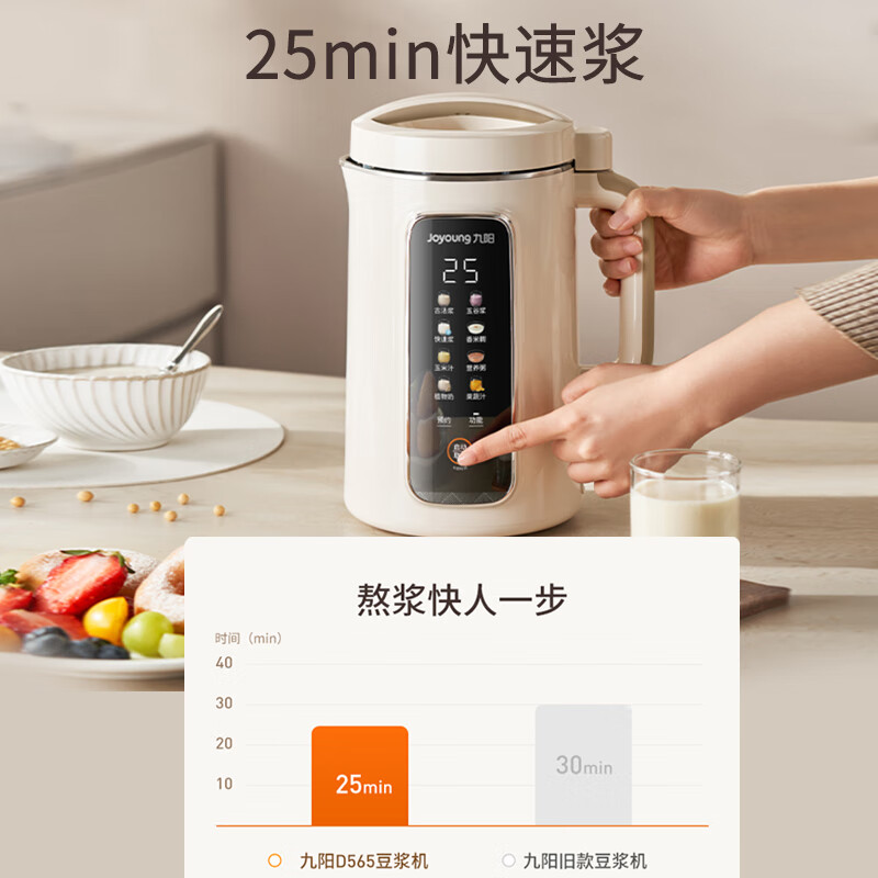 Joyoung 1.2L soymilk machine for 3-4 people, wall-breaking machine, ancient soybean milk, can be reserved for time, delicate and filter-free, household fully automatic juicer and cooking machine D565 Joyoung Life