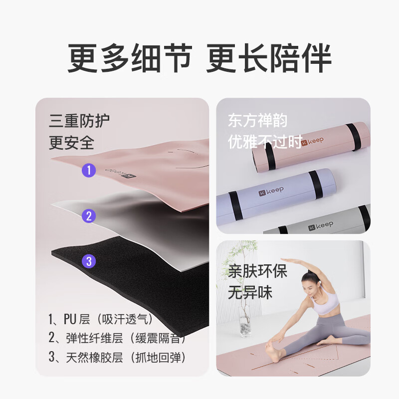 Keep natural rubber professional non-slip women's and men's home fitness floor mat auxiliary posture line yoga mat eyebrow powder