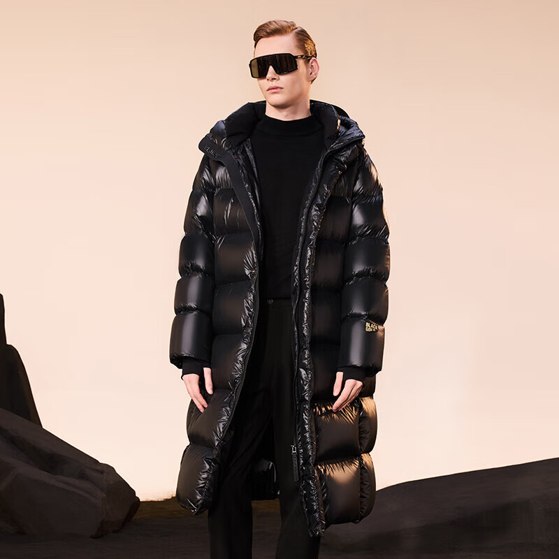 Govan Black Gold Goose Down Jacket Pioneer 3.0 Eight-lattice Men's and Women's Long Winter Fashion Jacket Black S