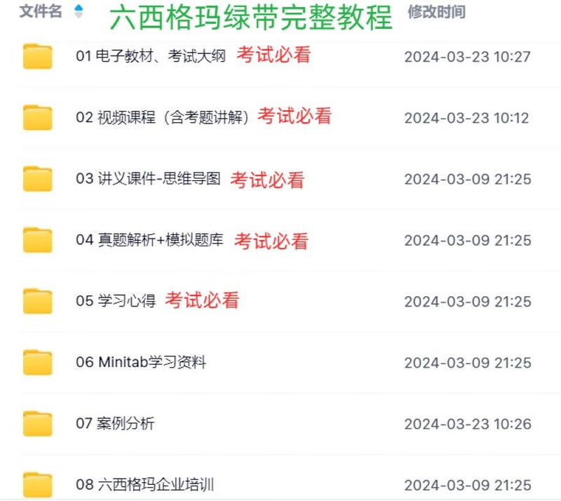 2024 Six Sigma Six Sigma Green Belt Course Exam Training Video Tutorial Previous Years’ Real Examination Simulation Question Bank