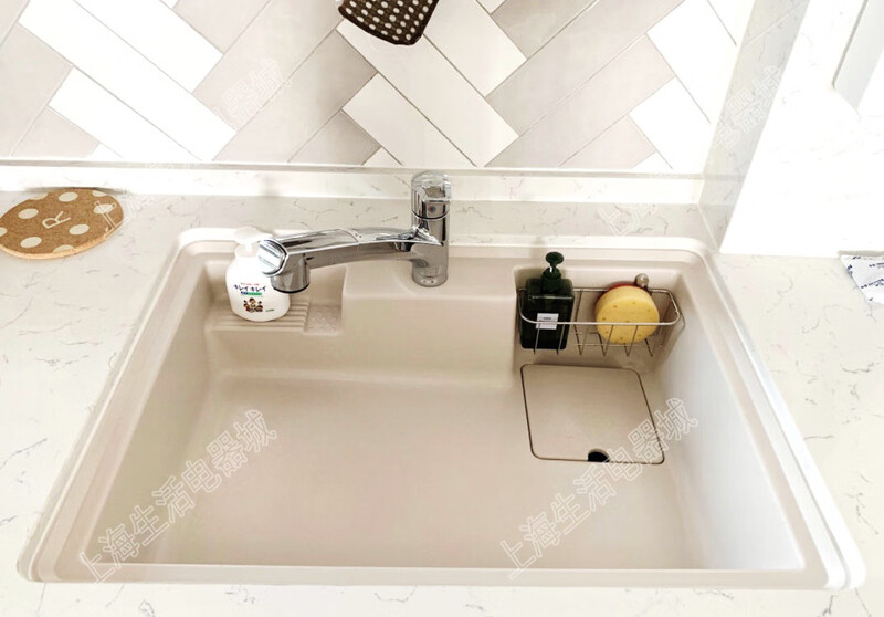 Japan imported large single sink HS800 above and below counter basin kitchen artificial marble color mute beige