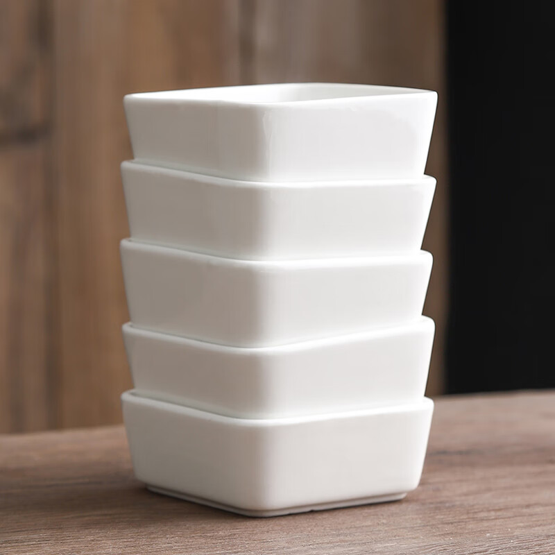 YIJUKE 4-pack, square flavor plates, ceramic plates, dipping plates, snacks, side dishes, dishes, cooking plates, sauce plates