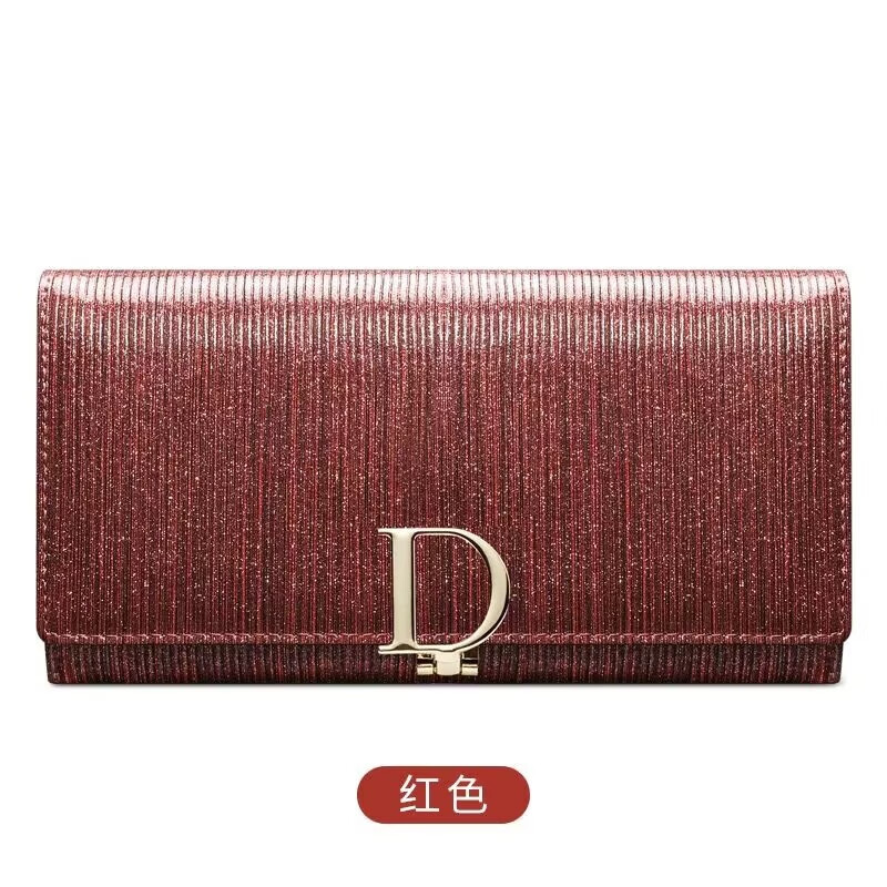 Kuqi Kangaroo Women's Wallet Women's Long Handbag 2025 Hot Style Genuine Leather Trendy Simple Multi-Function Wallet Women's Hand Leather Clip Bright Gold