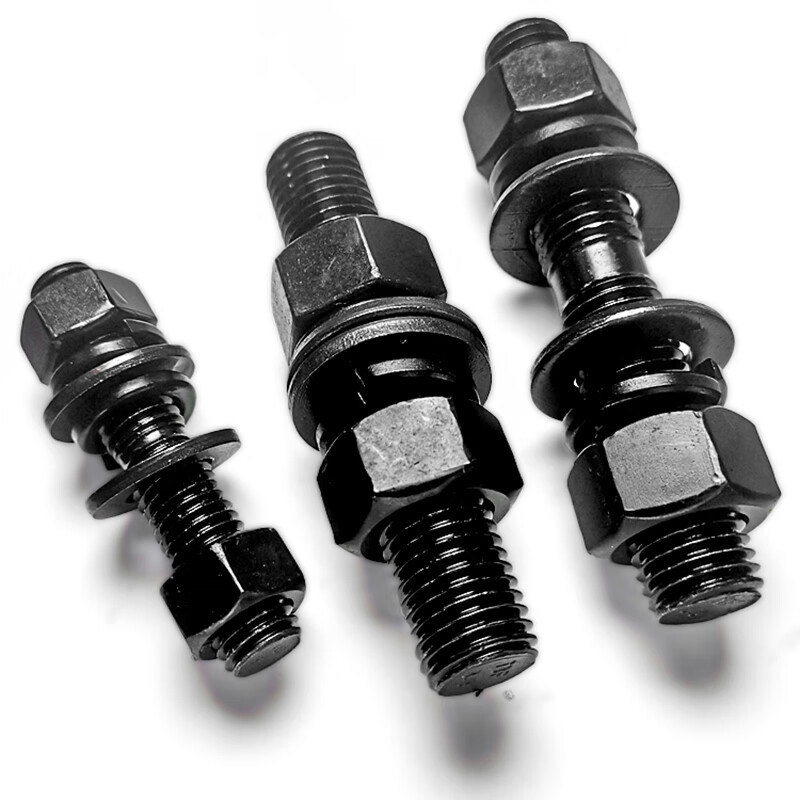 Jishuo grade 8.8 high-strength stud screw GB901 (screw + nut + flat washer + elastic washer) set combination M16*100 1 rod + 2 female + 2 flat + 2 elastic