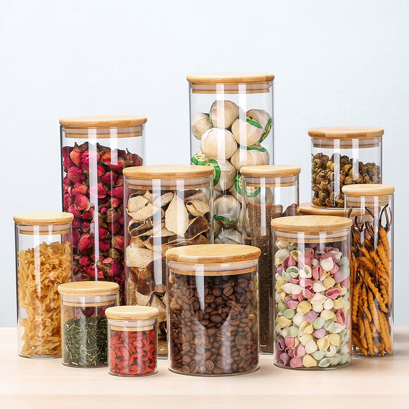 YITELAN storage jar high borosilicate sealed jar glass bottle kitchen storage bottle tea jar snack dry goods grain jar No. 1 100ML diameter 5.5x height 7cm