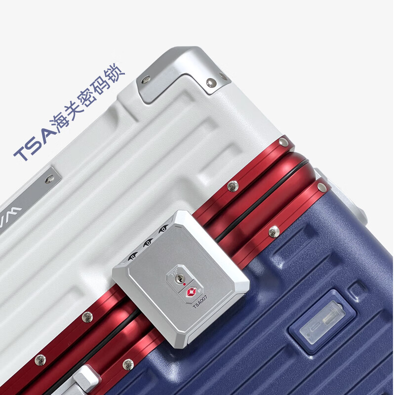 Travel large-capacity suitcase for women, new oversized suitcase, business overseas trolley case, large password case, leather suitcase for men, white with blue, 32 inches (thickened, large capacity + multi-function)