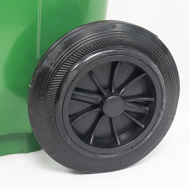 Hasdick green 240L large outdoor large trash can trailer with wheels outdoor sanitation hotel kitchen waste classification thickened large capacity plastic outdoor property HKT-393