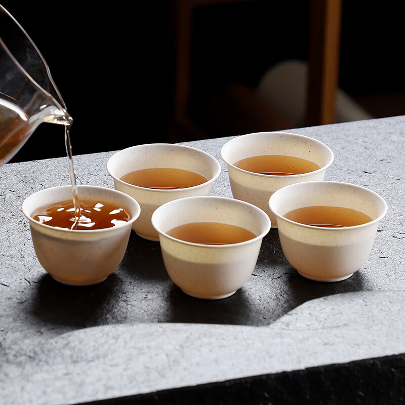 Ci small bowl disposable rice husk cup kung fu tea cup with storage cup holder 60ml high-end heat-resistant tea tasting tea reception cup rice fragrant cup 10 packs (500 pieces) with storage cup holder