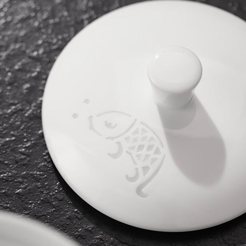 Jingdezhen ceramic white porcelain tableware stew cup for home use exquisite carved solid color porridge stew cup Chinese style large capacity stew soup steamed egg fragrant stew Gu - Camellia 11cm420ml