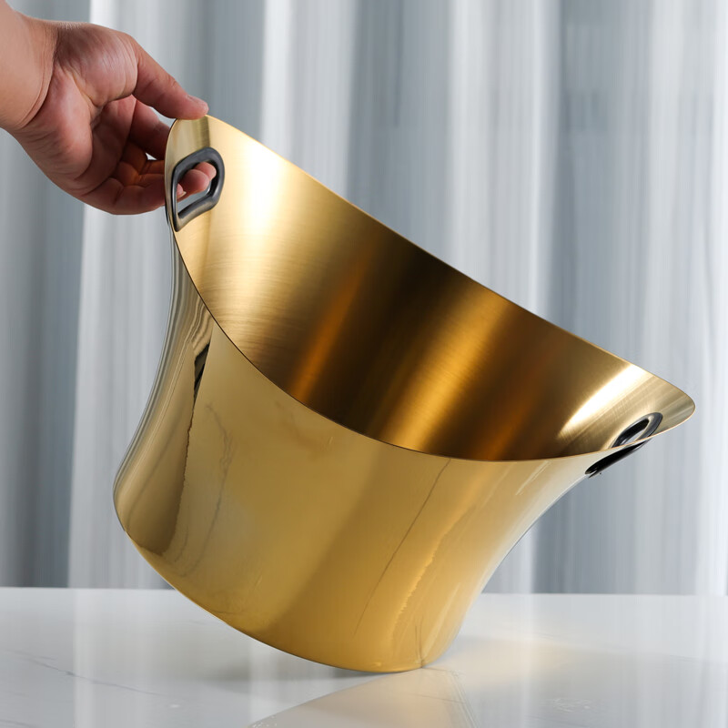 Huili De luxury champagne bucket thickened stainless steel ice bucket bar ktv metal ice wine bucket outdoor party ice bucket silver ingot style