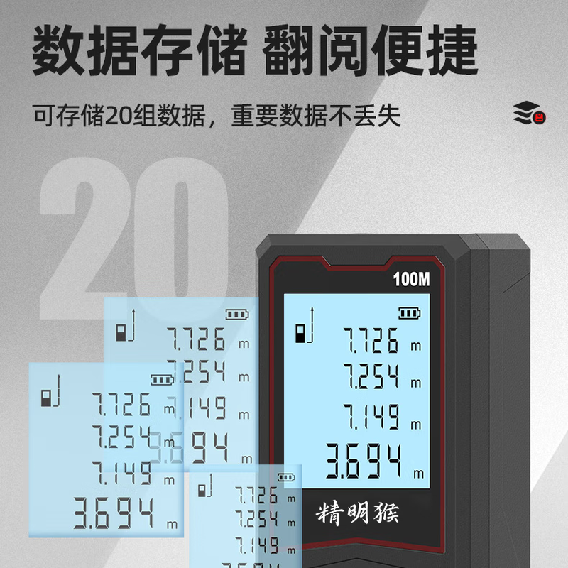 Smart Monkey Laser Distance Meter Handheld Infrared Measuring Ruler High-Precision Electronic Ruler Room Measurement Meter 100 Meter 40 Meter Enhanced Model (MM Level Accuracy + Universal Level)