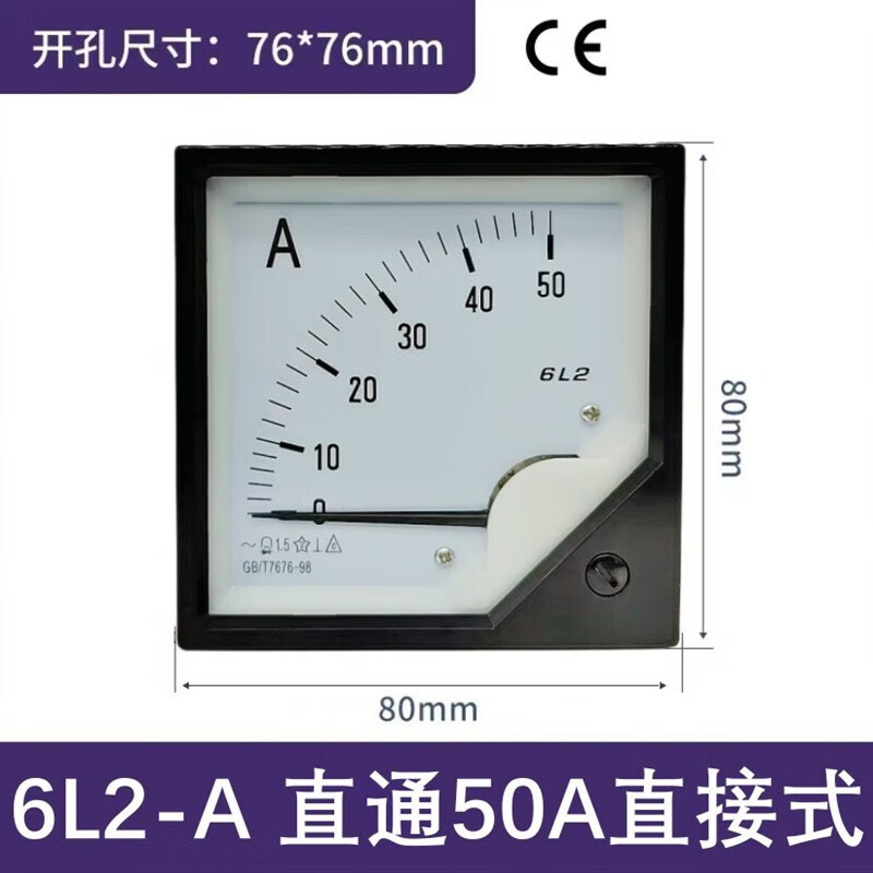 6L2-A AC ammeter 600/5 400/5 1000/5 pointer voltmeter 450V power factor meter 6L2- straight through 50A