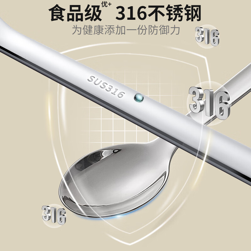 CAMUZ Food Grade 316 Stainless Steel Portable Tableware Chopsticks Spoon Set Student White-Collar Single Cutlery Box White