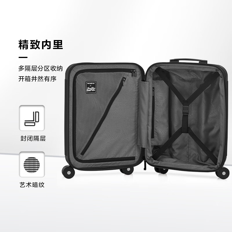 Samsonite suitcase 20-inch trolley case lightweight vertical stripe travel bag NZ2 black checked code box
