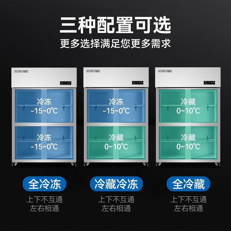 Chigo four-door commercial refrigerator 4-door six-door freezer fresh-keeping refrigerated freezing vertical kitchen dual-temperature workbench 1560L丨six-door full freezing丨-21 deep cold