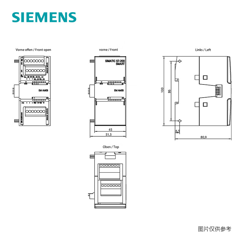 Siemens PLC controller 6ES series S7-200 SMART SM AM06, 4 analog inputs/2 analog outputs 6ES72883AM060AA0