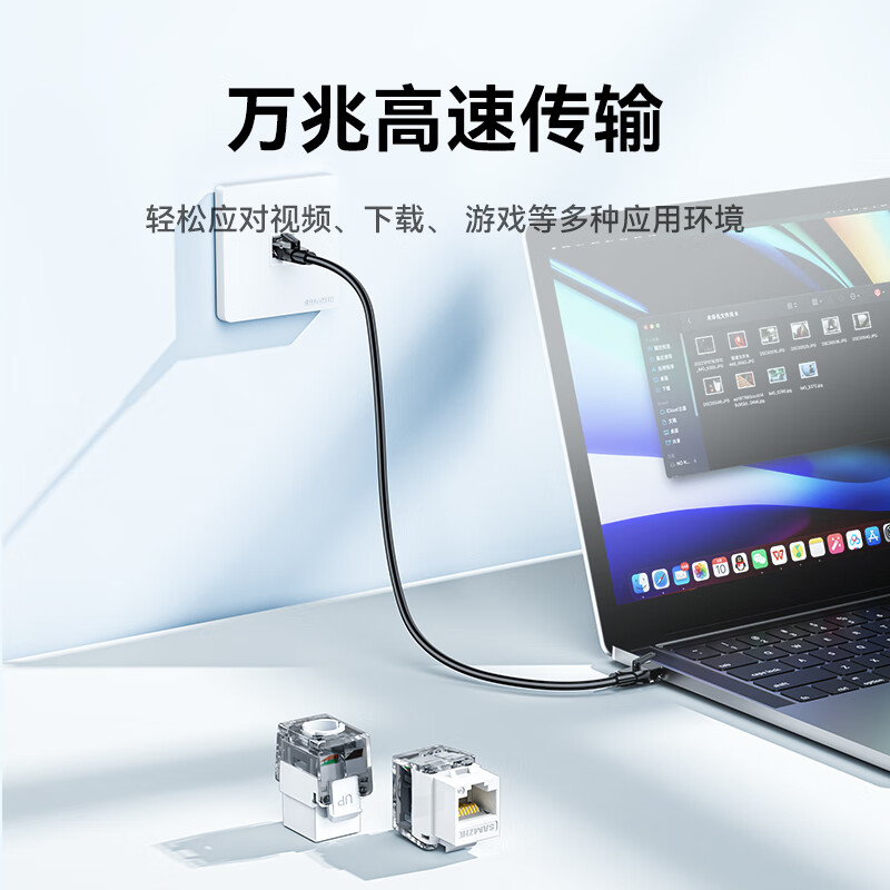 Shanze Network Port Panel Category 6e 10 Gigabit Ethernet Cable Free Module Panel Socket Set 86 Type Thickened One Computer Flame Retardant Panel + Category 6e Module SZ-MBT09