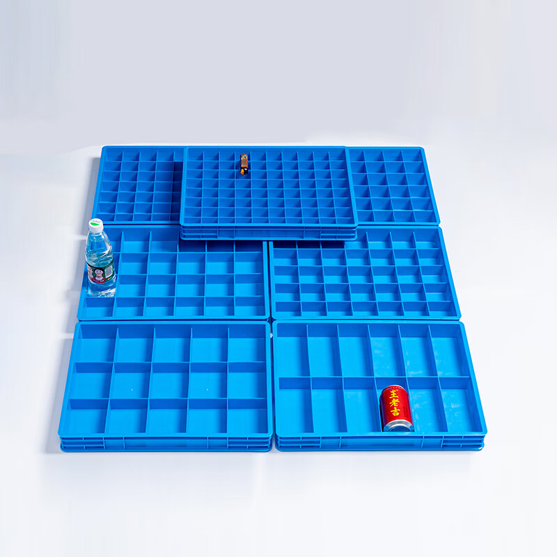 Plastic box grid box multi-grid storage box storage box screw storage partition tool parts box turnover box thickened turnover box 350 large four-grid 375*276*83 (thickened)