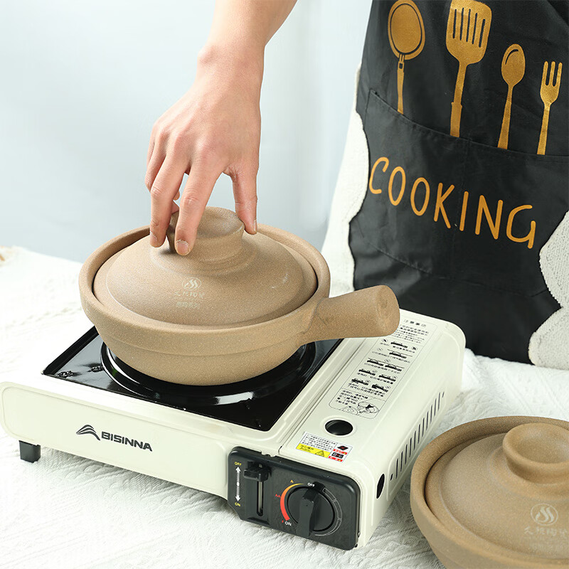 Jiushi unglazed old-fashioned clay pot rice special single handle household unglazed high temperature resistant gas stove dry-fired non-cracking casserole 2-4 people 2L