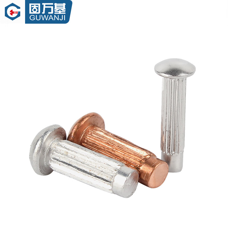 Guwanji aluminum sign rivets GB827 stainless steel knurled aluminum rivets copper nameplate trademark solid rivet fasteners M4x6 (80 pieces) copper material