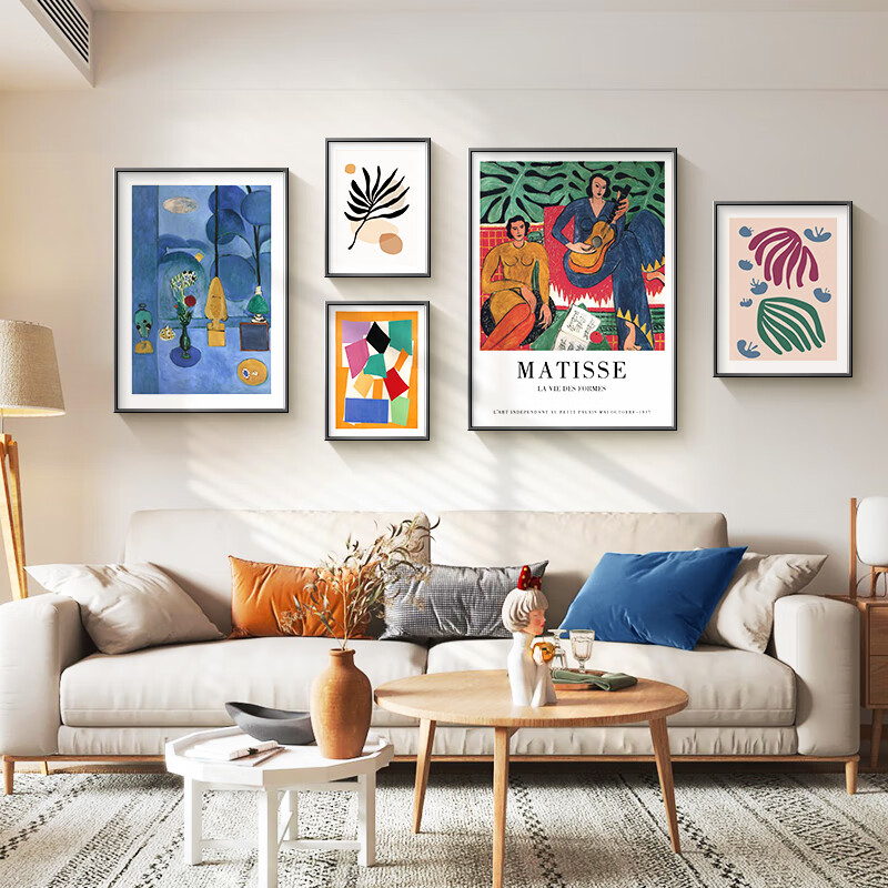 Long time no see Matisse living room decorative painting niche art sofa background wall mural brutalist abstract combination hanging painting