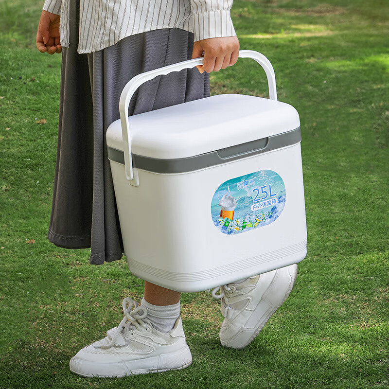 Yuhua thickened insulated box commercial stall car outdoor fresh-keeping fishing cold storage portable camping cooler household ice bucket 25 liters free 10 ice bags + 2 ice plates green