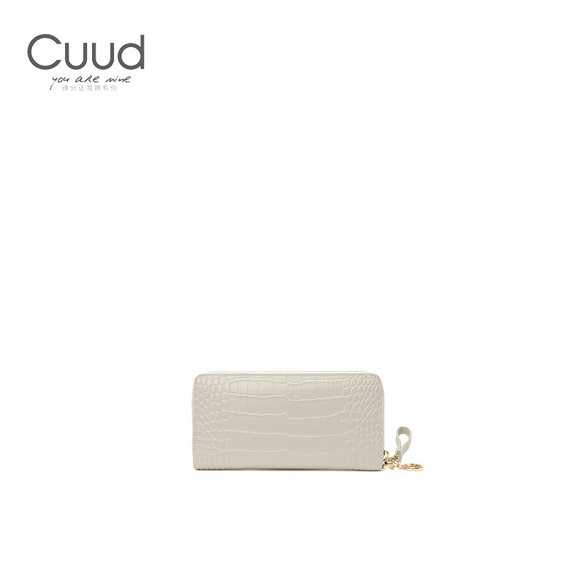 Cuud leather wallet women's long crocodile pattern coin purse large capacity women's clutch wallet birthday gift for girlfriend elegant white