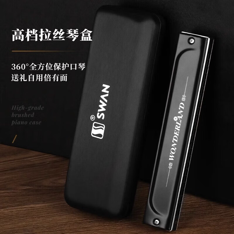 Swan German imported gongs Swan harmonica adult polyphonic accent C key high-end professional performance instrument 24-hole polyphonic C key high-end adult performance