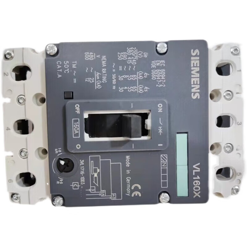 Siemens (SIEMENS) 3VL160X air switch molded case circuit breaker 100A160A3P air switch 3VL1 3P 400A