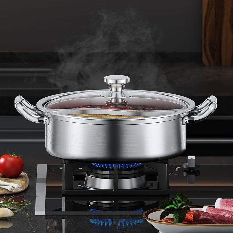 100 yuanyang pot without odor 316 stainless steel extra thick hot pot with lid food grade one-piece shabu-shabu 36cm