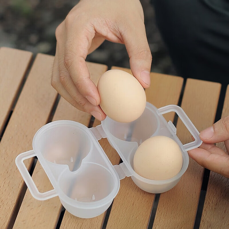 Rainbow Space ISE MOUNT outdoor 2-compartment egg box convenient transparent anti-fall portable egg box camping shock-proof storage box with label handle egg box/2 compartments