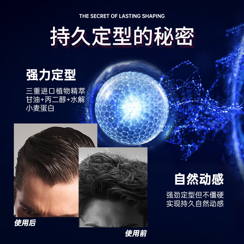 Moxiang Men's Moisturizing Styling Gel Cream Refreshing Big Back Hair Style Oil Head Cream Water Hairspray Spray Long-lasting and Quick-drying