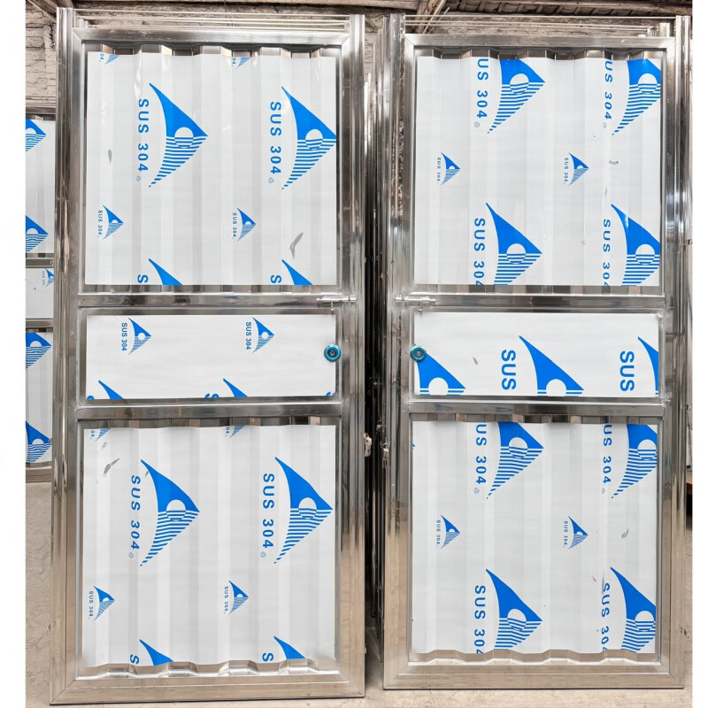 Qilicai Foshan 304 stainless steel toilet door 201 food stall balcony utility room bathroom simple single iron door 201/corrugated (70X200) inner opening left lock without lock