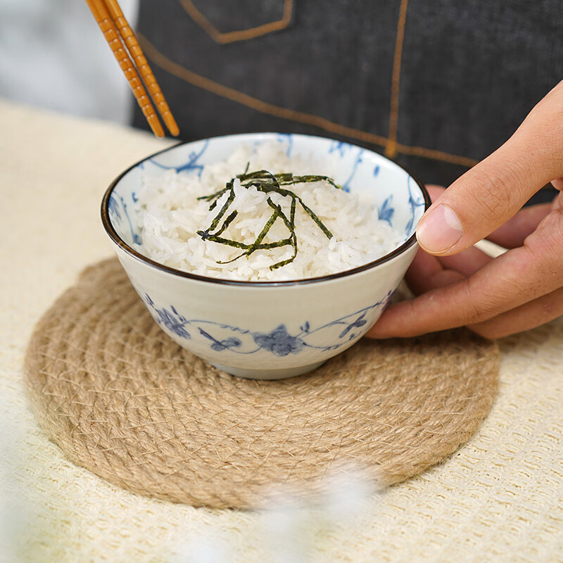 Mino Yaki Japan imported Mino Yaki ceramic bowl rice bowl Japanese tableware imported household porcelain plate large soup bowl 5.5 inch rice bowl 14.0CM*6.7CM