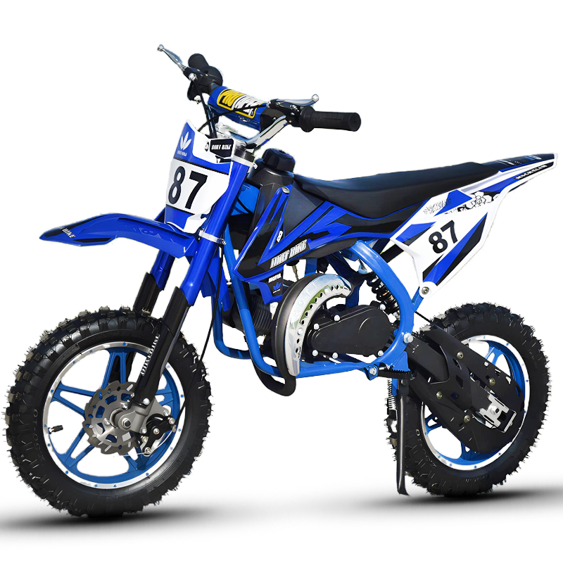 Langchuang's 24-year new small motorcycle children's 49cc mini motorcycle off-road vehicle mixed oil gasoline fuel adult 2-stroke mixed oil hand start blue