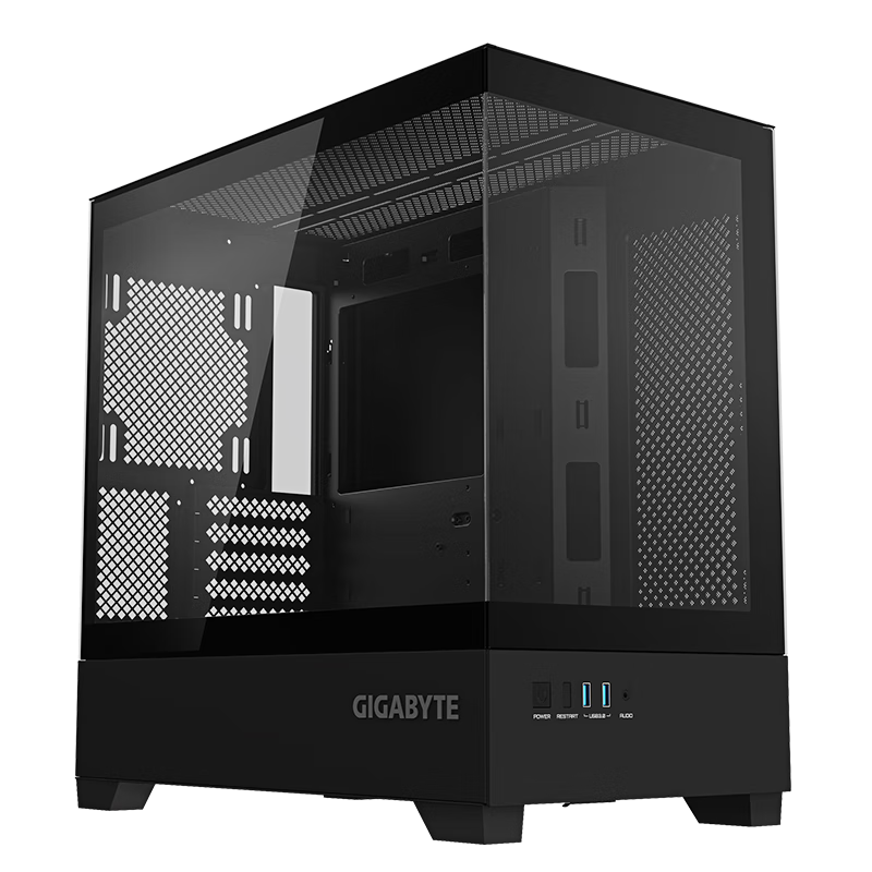 Quasi-new product GIGABYTE C201G panoramic upper and lower compartment chassis, blackened tempered glass side transparent, compatible with top 360/side 240 water cooling, quick-release dust filter, black M-ATX