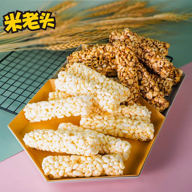 Mi Laotou Mitong highland barley bar sesame flavor 150g casual snack popcorn bar brown rice roll meal replacement energy bar