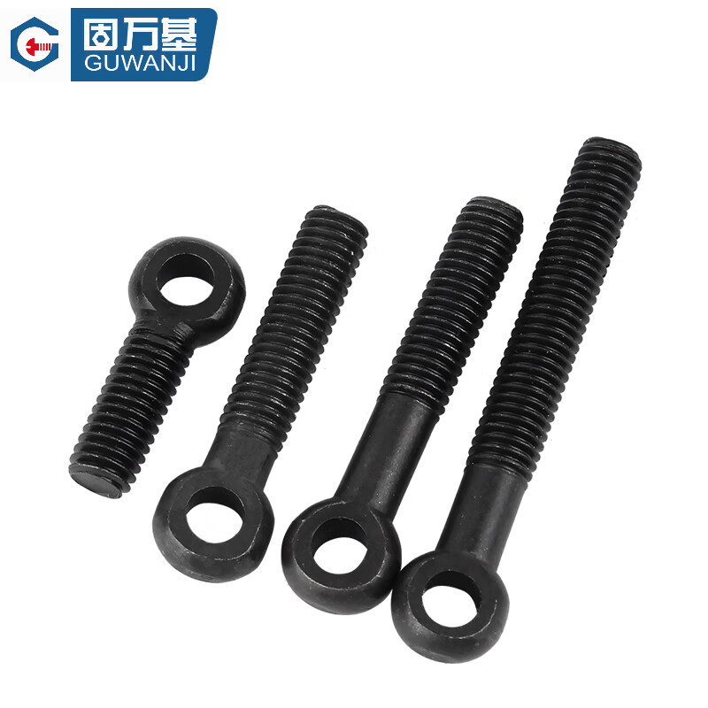 Guwanji Carbon Steel Black Slip Screw Slip Knot Lifting Ring Fish Eye Screw Hole Bolt National Standard Accessories M12*40 (10 pieces)