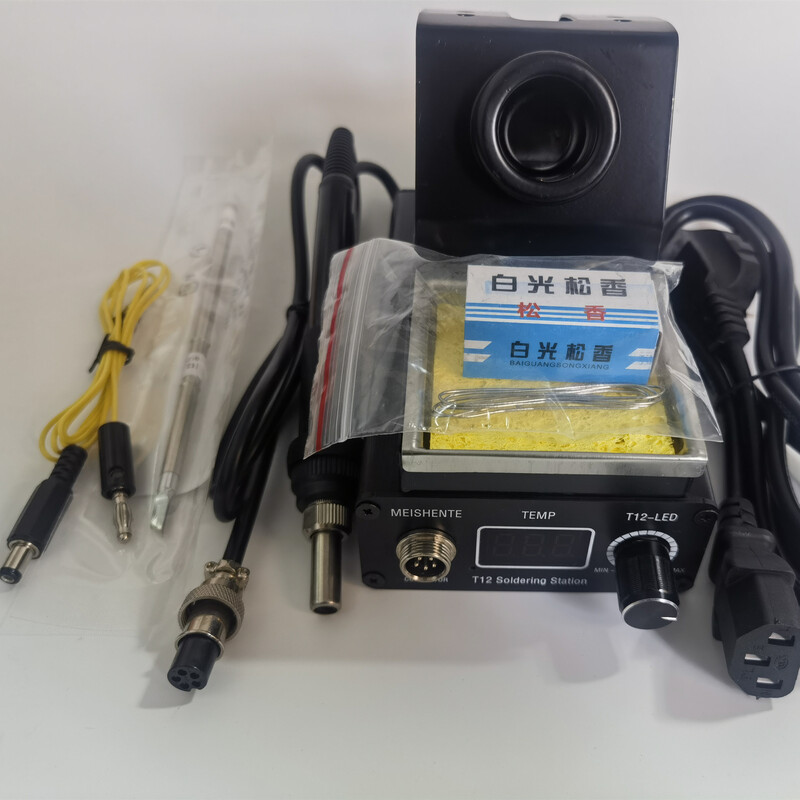 Renjuyi T12 soldering station cabbage white light constant temperature high-power digital display electric soldering iron with sleep adjustable temperature electric soldering iron aluminum alloy small bracket