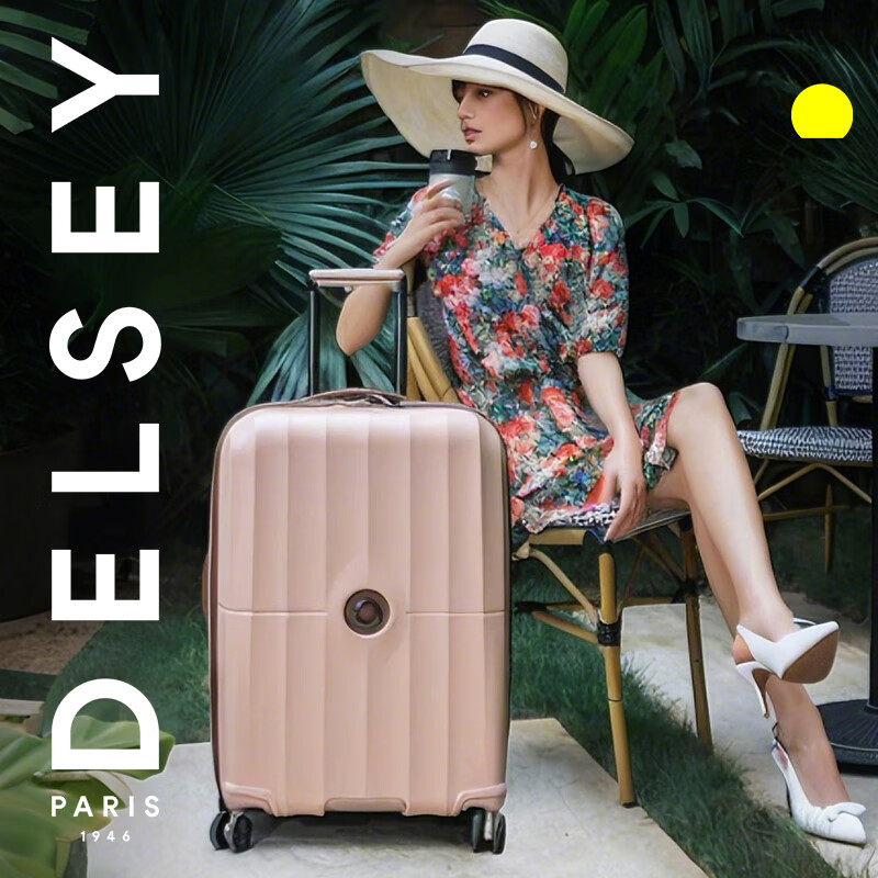 DELSEY Trolley Case Women's French Suitcase 24-inch PC Material Capacity Ambassador Password Box Checked Luggage
