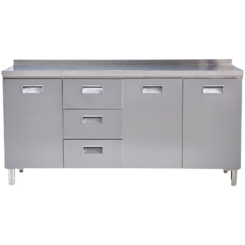 Qusuomei stainless steel integrated cabinet 304 does not need to be installed and shipped fully assembled stove cabinet sideboard kitchen kitchen cabinet home 150cm three door single basin model (remarks left and right) 201 stainless steel